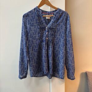 HD in Paris Anthropologie blue and white blouse 3/4 sleeve women’s size 8